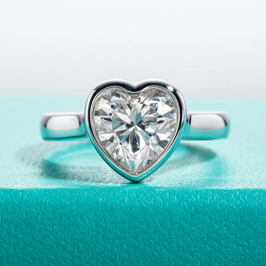 Heart-Shaped Moissanite Engagement Rings. 3.0 Carat D VVS1.
