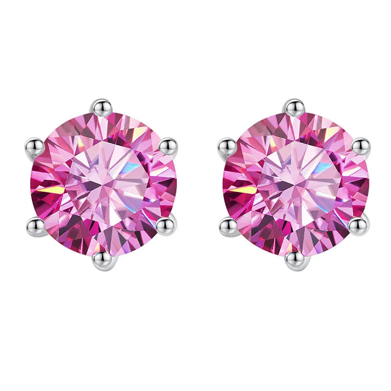 Colored Moissanite Stud Earrings. 1.0 To 4.0 Carat. With Certificate.