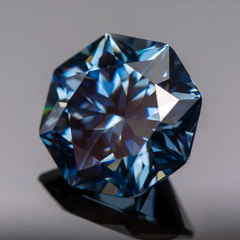 Loose Moissanite. Octagon Shape. Royal Blue Color. 1.0 To 5.0 Carat