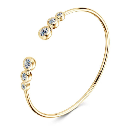 Elegant Moissanite Bangle. 18K Gold Plated Silver.