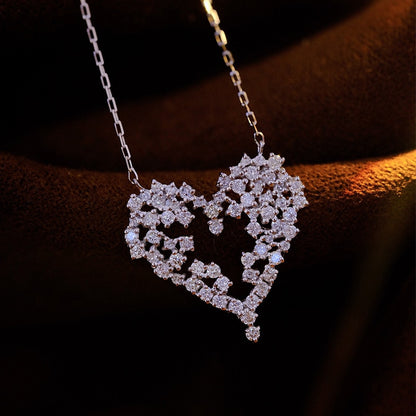 Heart Shaped Diamond Pendant Necklace. 0.70 Carat Natural Diamonds.