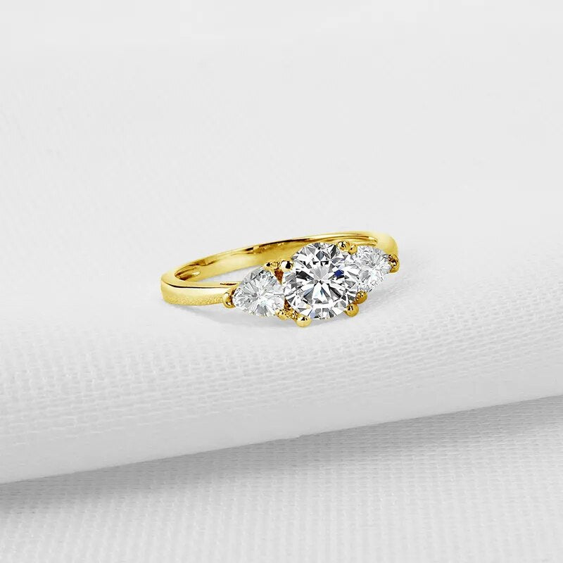 Elegant Gold Engagement Rings. 0.80 Carat Genuine Moissanite. D VVS1.