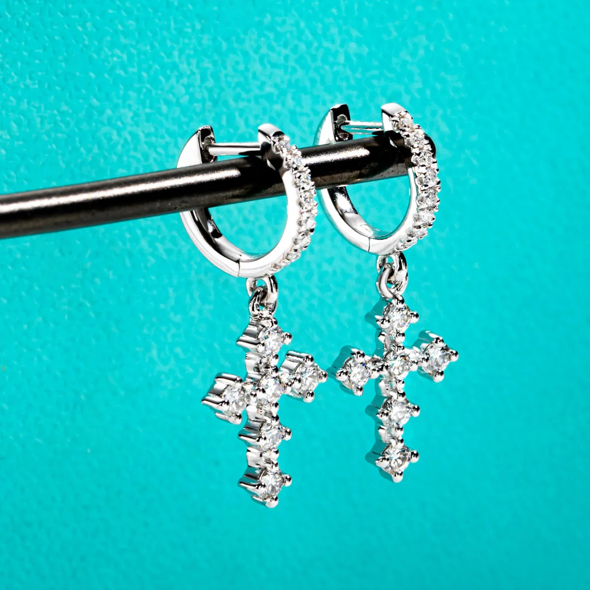 Moissanite Cross Earrings For Women