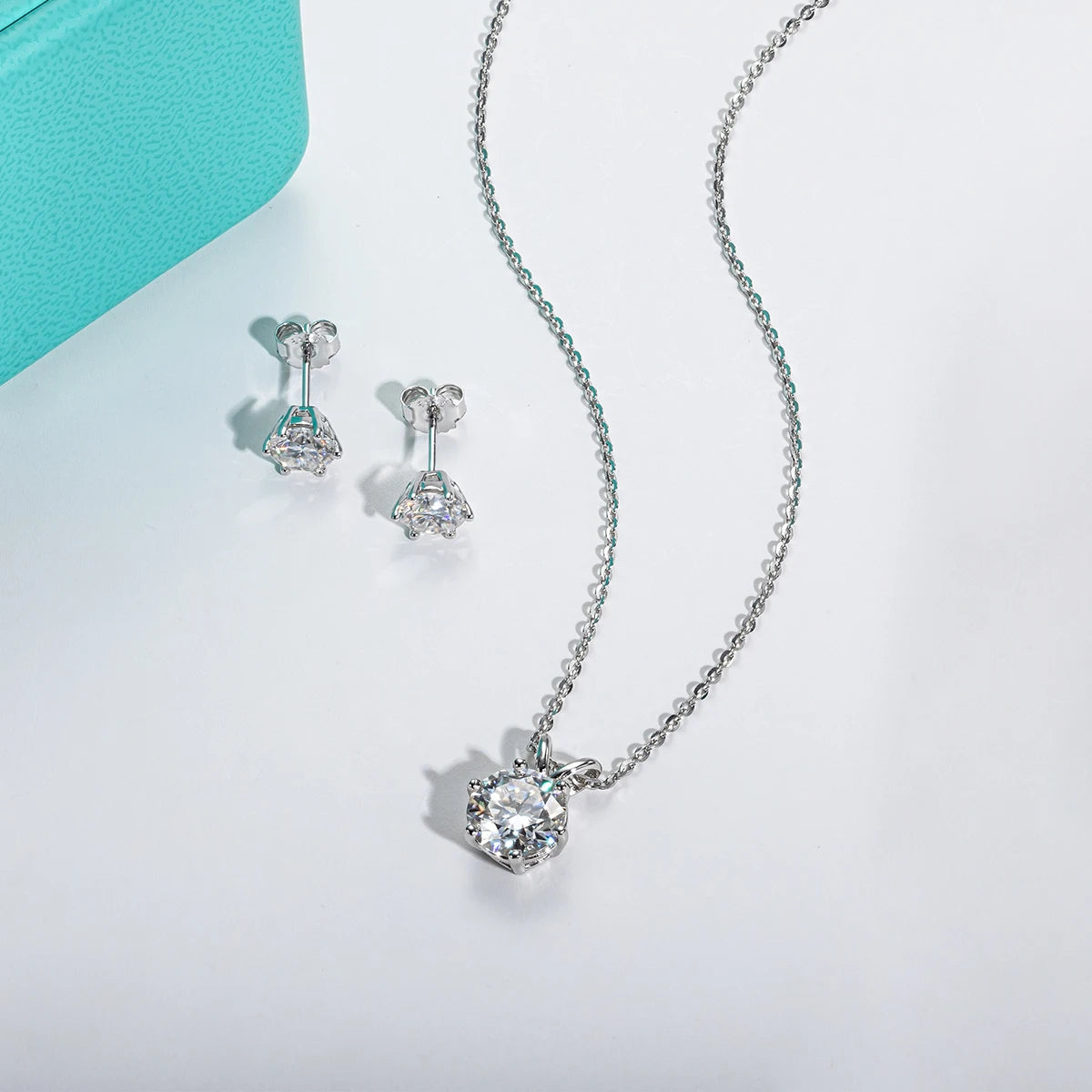 Moissanite Jewelry Sets. Necklace 3.0 Carat. Earrings 2.0 Carat.