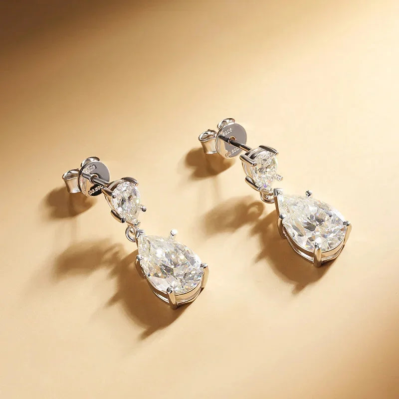 Luxury Pear-Cut 7.0 Carat Moissanite Earrings.