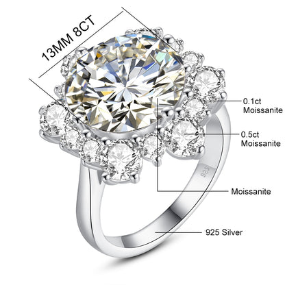 8.0 Carat Luxury All Moissanite Engagement Rings. Total 11.80 Carat. D VVS1.