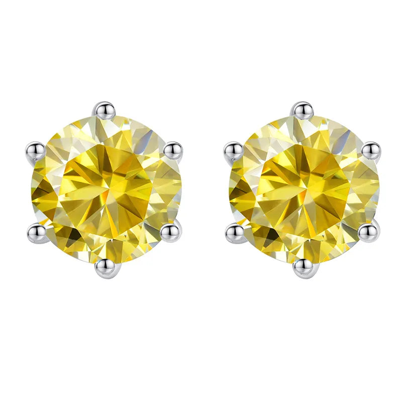 Colored Moissanite Stud Earrings. 1.0 To 4.0 Carat. With Certificate.