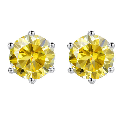 Colored Moissanite Stud Earrings. 1.0 To 4.0 Carat. With Certificate.