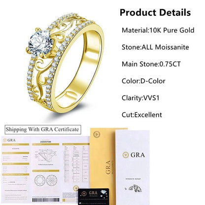 Luxury Gold Engagement Rings. 0.75 Carat. D VVS1.