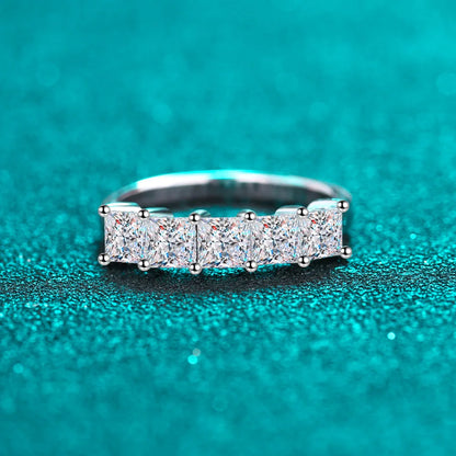 Moissanite Rings. Princess Cut Moissanite Diamond. Platinum-Plated Silver.