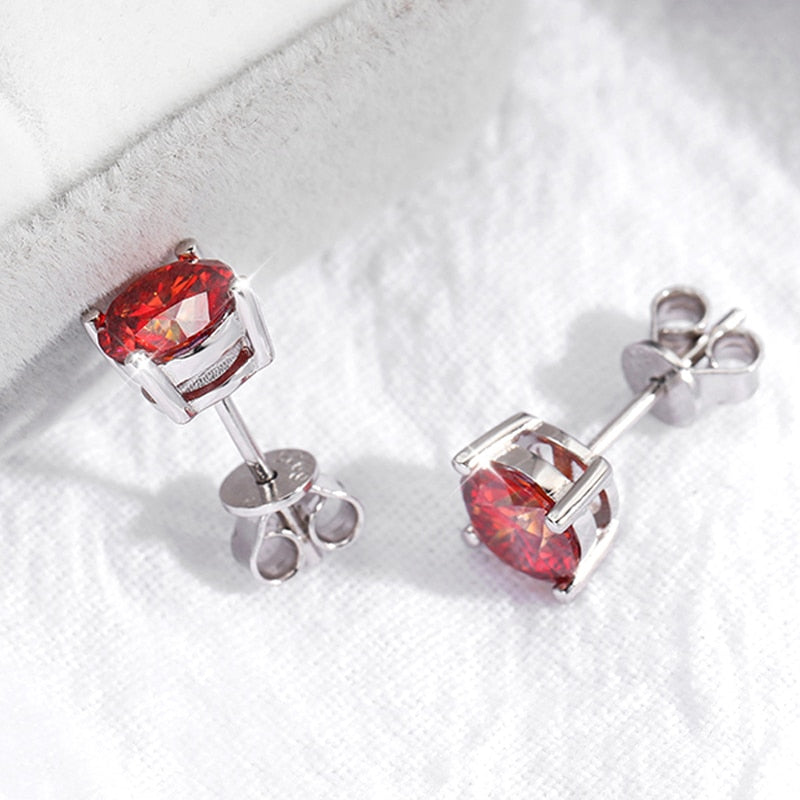 Red color moissanite earrings