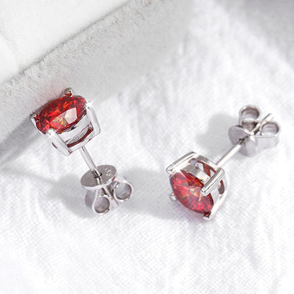 Red color moissanite earrings