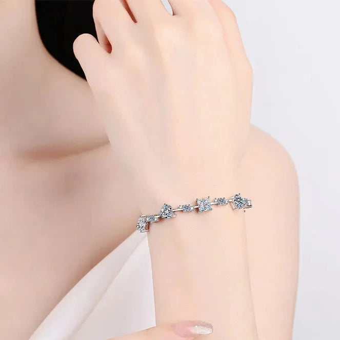 Elegant Multi-shaped Stones Moissanite Bracelets. Total 6.43 Carat. D VVS1.