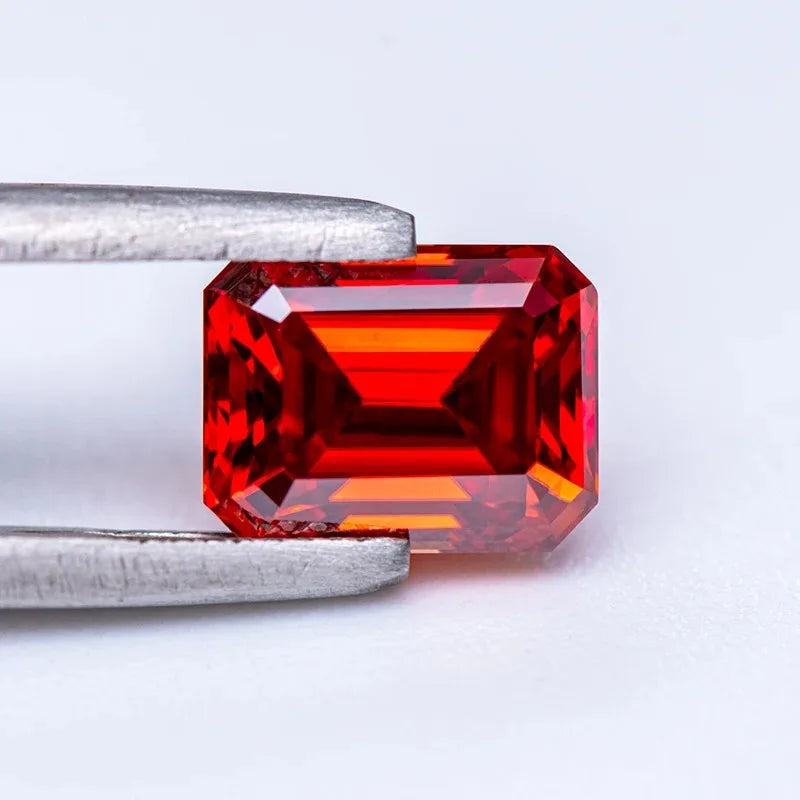 Buy Moissanite Gemstone. Garnet Color. Emerald Cut. 0.50 To 5.0 Carat.