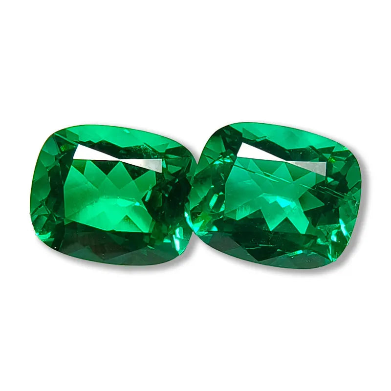 Colombia Emerald. Rectangle Cushion Shape. Lab-Grown Emerald.