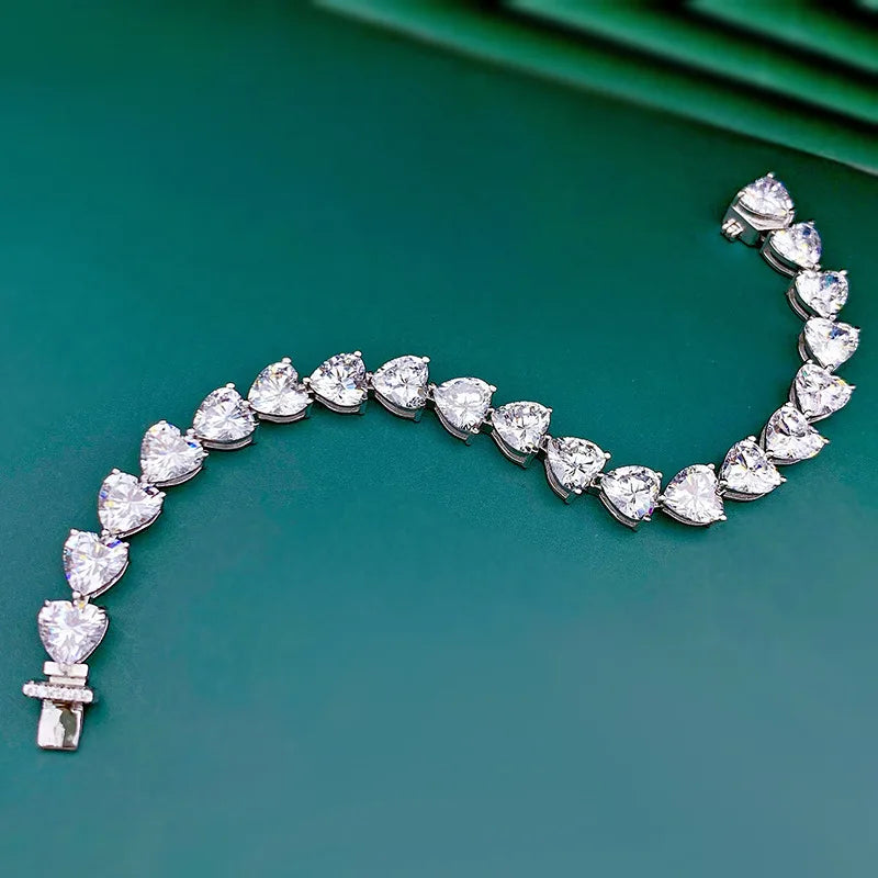 Shop Heart-shaped Moissanite Tennis Bracelets. 15.50 Carat. Genuine Moissanite.