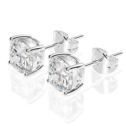 Cushion Cut. Moissanite Stud Earrings. 2.0 Carat D VVS1.