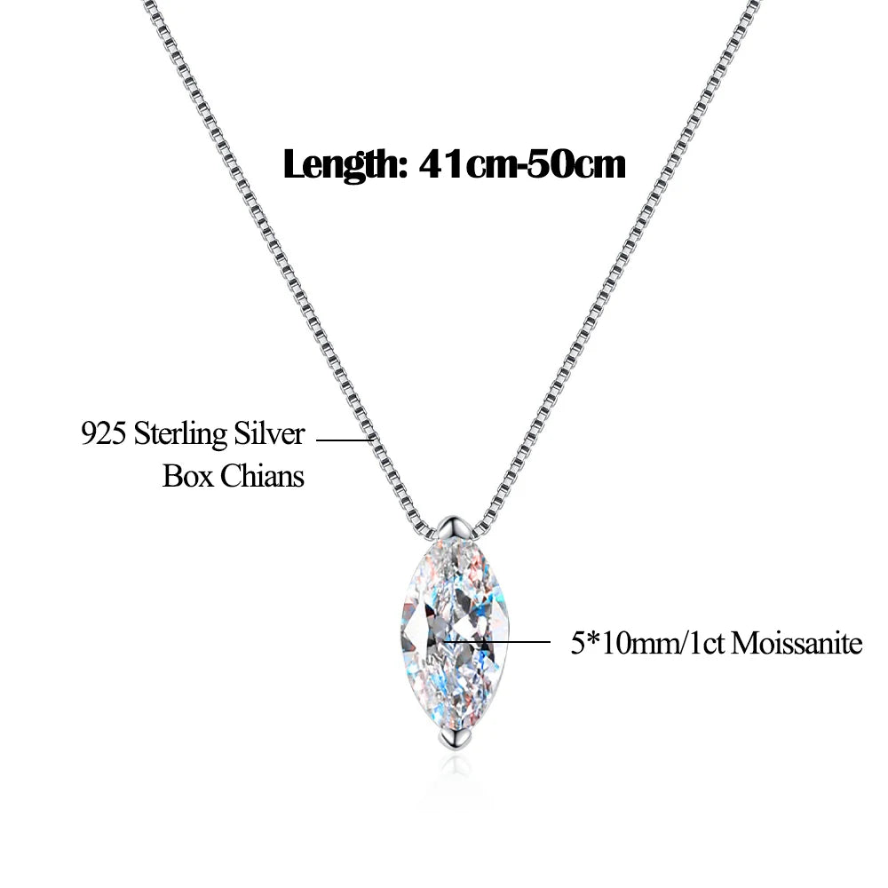 Genuine Moissanite Jewelry Set. Pendant Necklace, Earrings.
