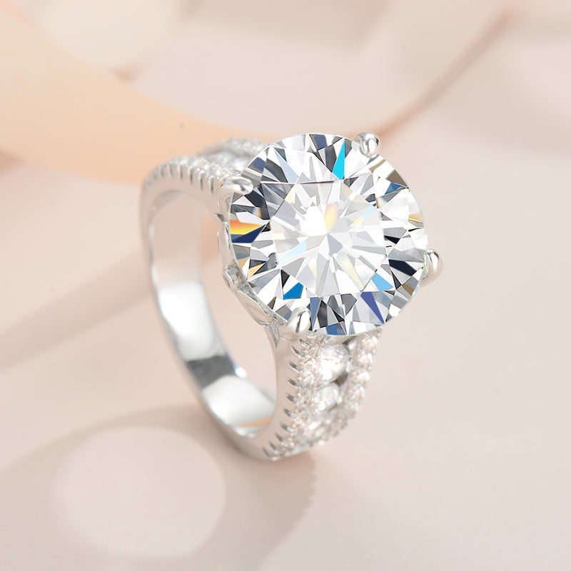 Luxury 10.0-Carat, Full Moissanite Engagement Rings. D VVS1.