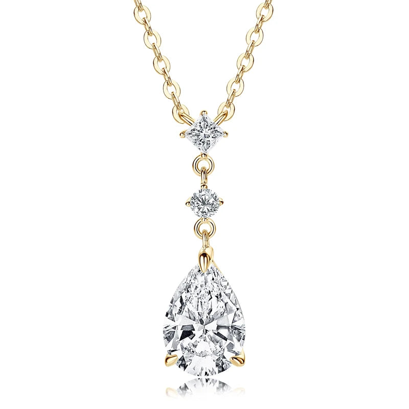 Luxury 2.0ct Moissanite Pear Shape Pendant Necklace.