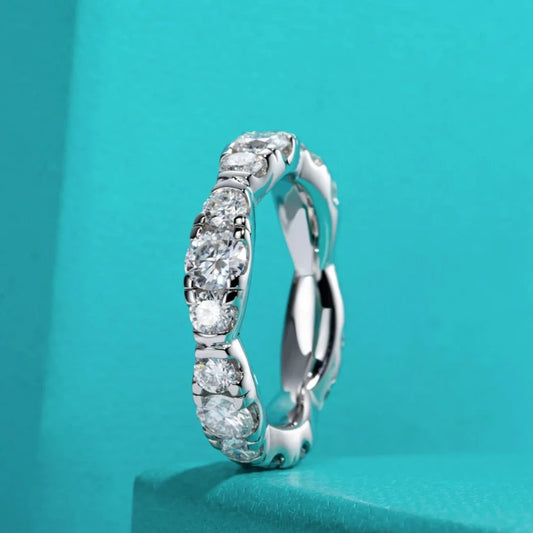 Moissanite Eternity Rings. 925 Sterling Silver 18k Gold Plated Wedding Band Rings Jewelry Wholesale