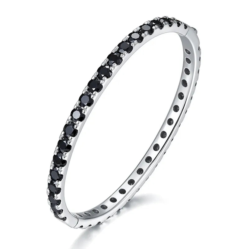 Black Moissanite Diamond Bangle. 4mm Genuine Moissanite.