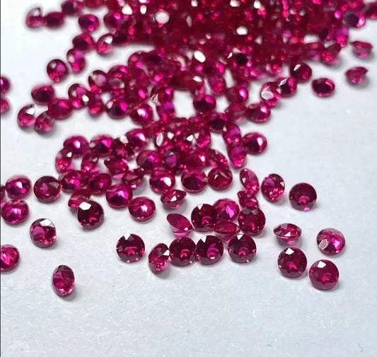 Loose Ruby. Small Sizes 2.0- To 3.0mm. Round Shape. Synthetic Ruby.