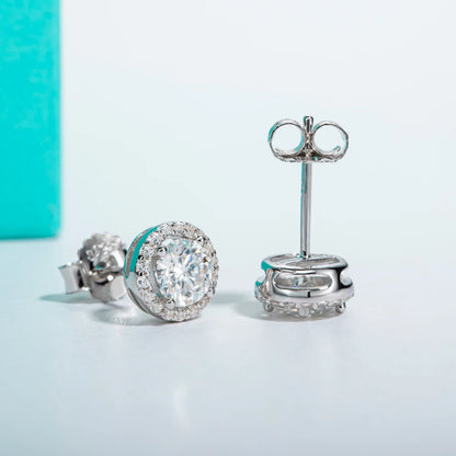 Shop Elegant Moissanite Stud Earrings. All Stones Are Moissanite.