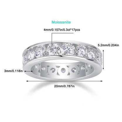 Real Moissanite Tennis Rings - D Color 3mm 4mm