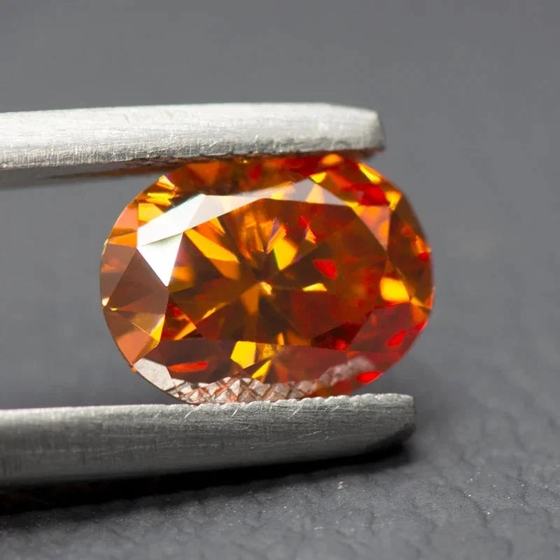 Loose Moissanite Stone. Orange Color. Oval Cut. 0.50 To 5.0 Carat.