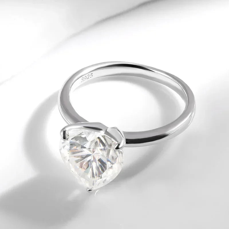 Moissanite Engagement Rings. 4.0 Carat. Heart Shaped Genuine Moissanite.