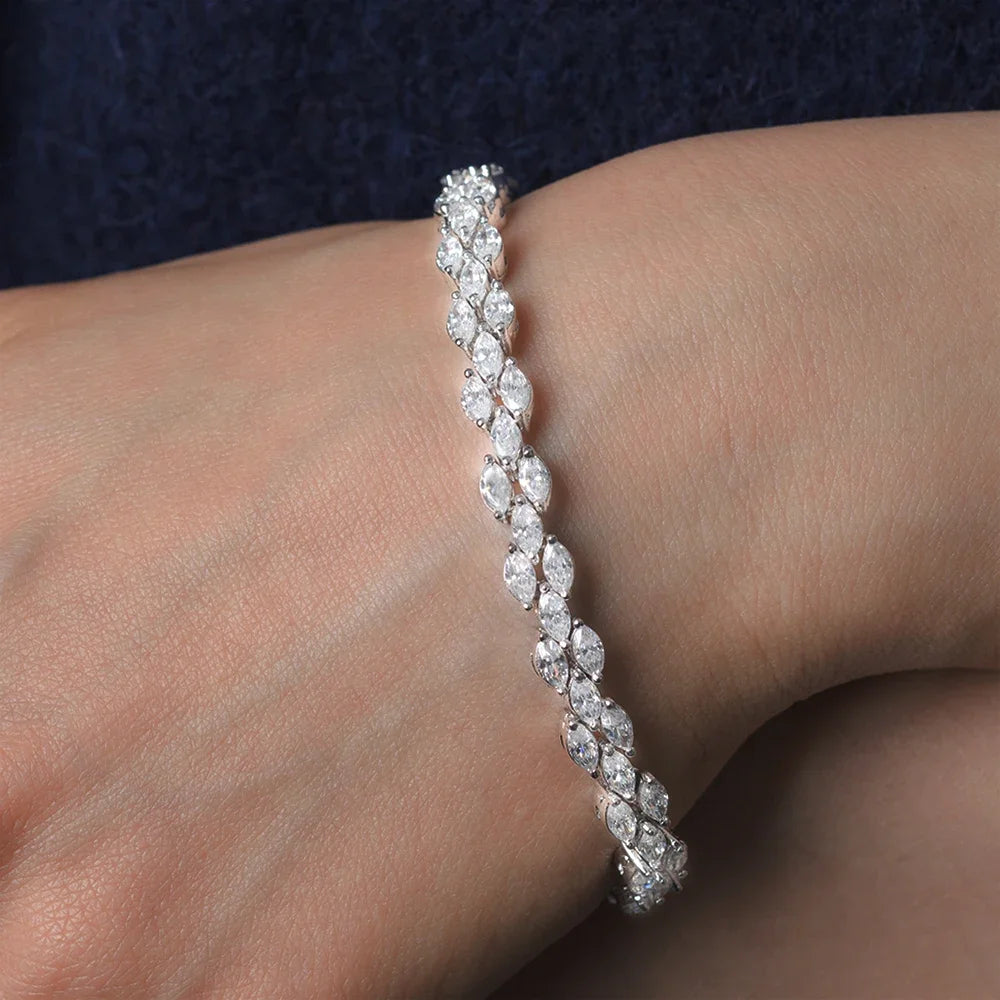 Luxurius Bracelet - Marquise Cut Full Moissanite Tennis Bracelets.
