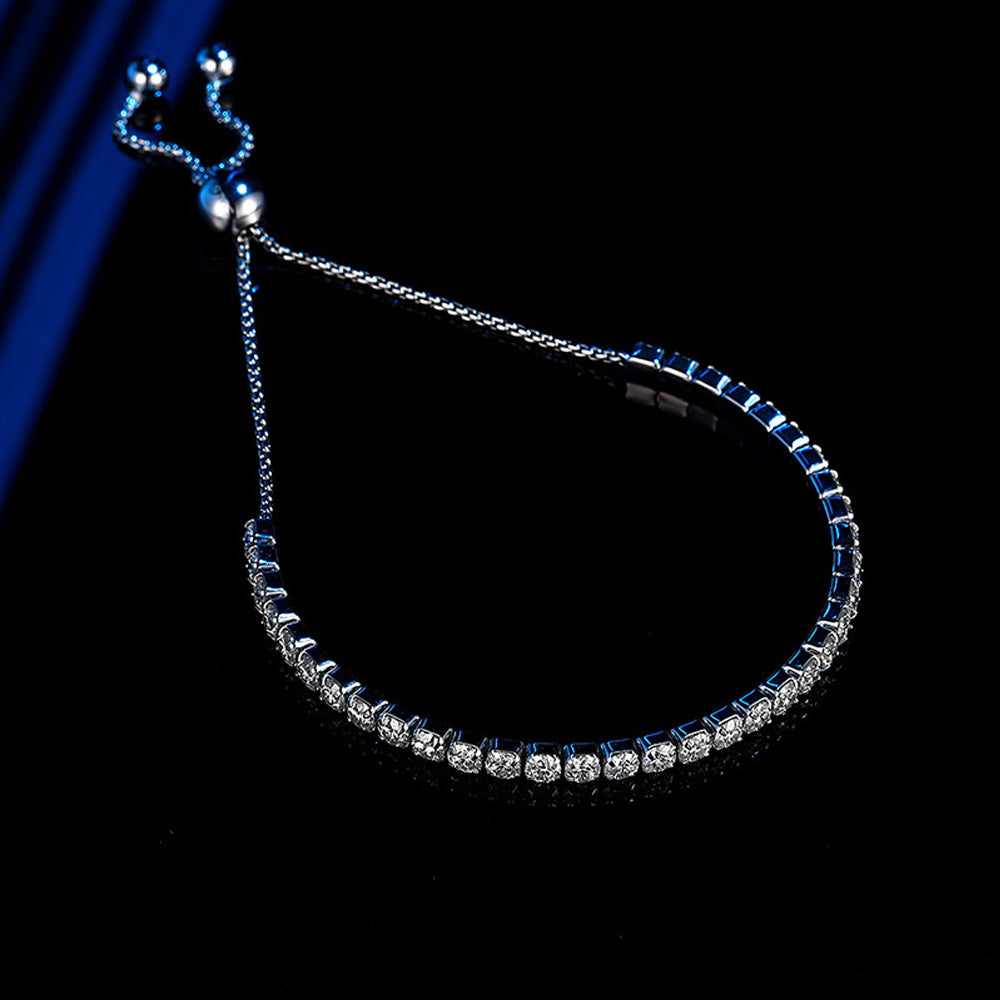 Bracelet de tennis en moissanite, 3 mm - Taille réglable.