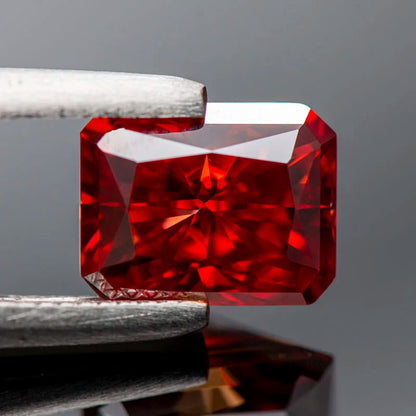 Loose Moissanite Stone. Garnet Color. Radiant Cut. 0.50 To 5.0 Carat.