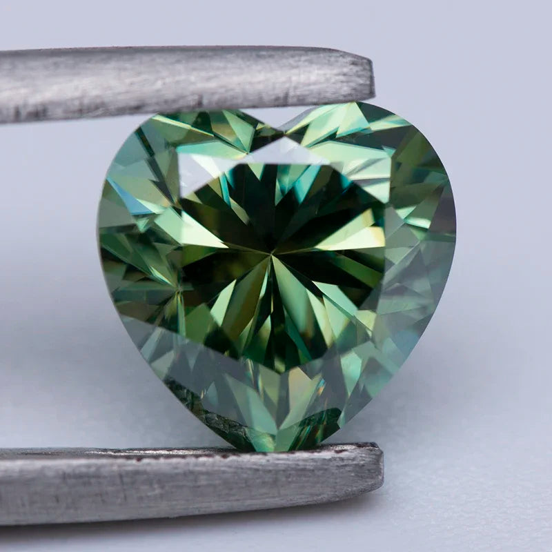 Loose Moissanite. Yellow Green Color. Heart Cut. 0.50 To 3.0 Carat