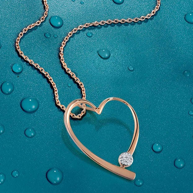 Rose Gold Dancing diamond Heart Necklace