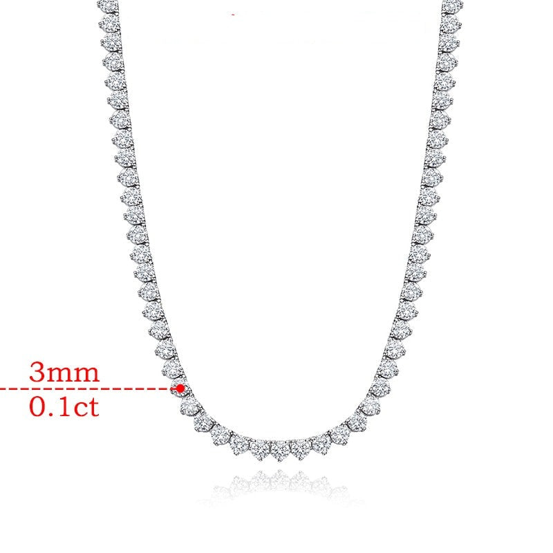 Kutpf 925 Sterling Silver Tennis Necklace Stone Size Gradient Moissanite  Diamond Mixed High Carbon Diamonds Necklaces For Women - Necklaces -  AliExpress