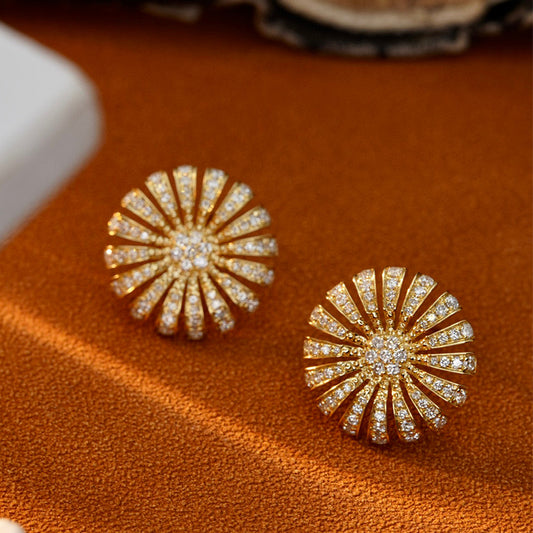 Flower shape diamond earrings