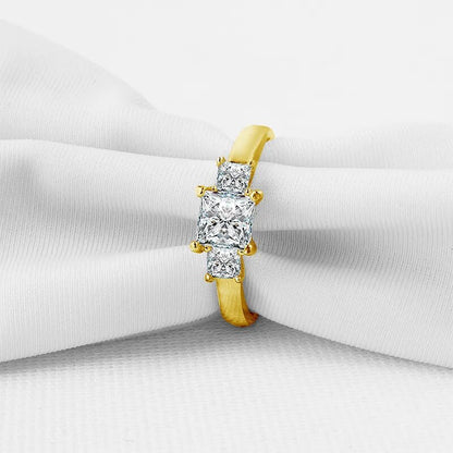 Luxury Gold Engagement Rings. Princess Cut. Genuine Moissanite.