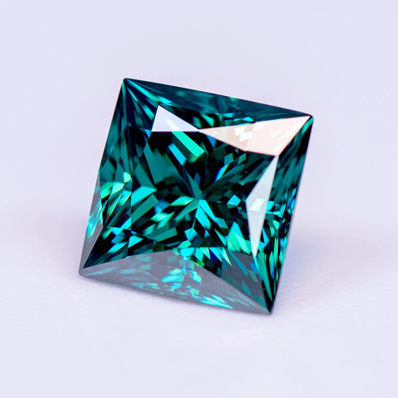 Loose Moissanite. Emerald Green Color. Princess Cut. 1.0 To 5.0 Carat.