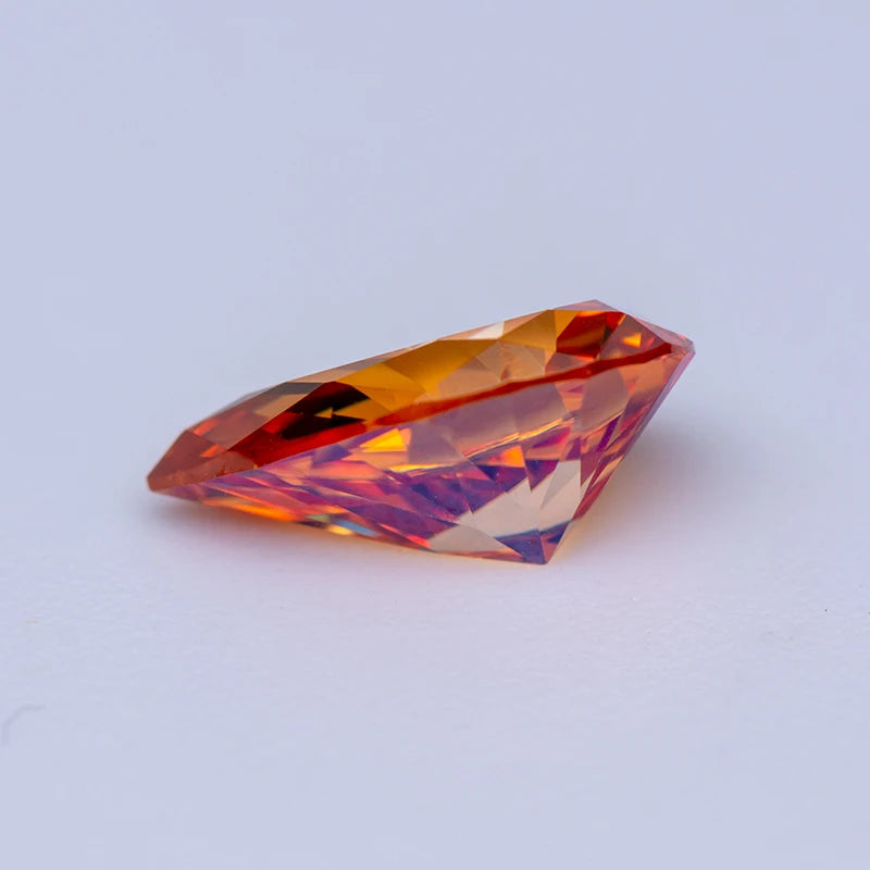 Pear Cut Moissanite Stone. Orange Color. 0.50 To 5.0 Carat.