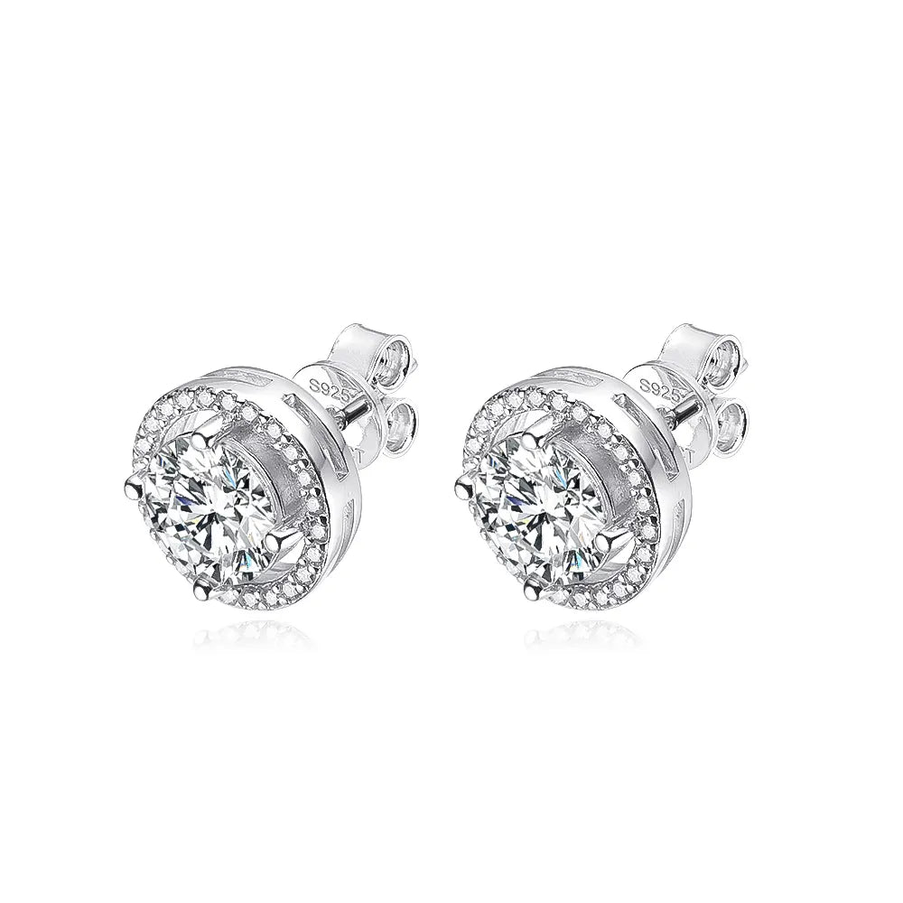 Best Moissanite Stud Earrings. Total 4.0 Carat Genuine Moissanite.