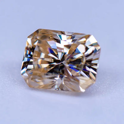 Loose Moissanite Gems. Tea Yellow Color. Radiant Cut. 3.0 Carat.