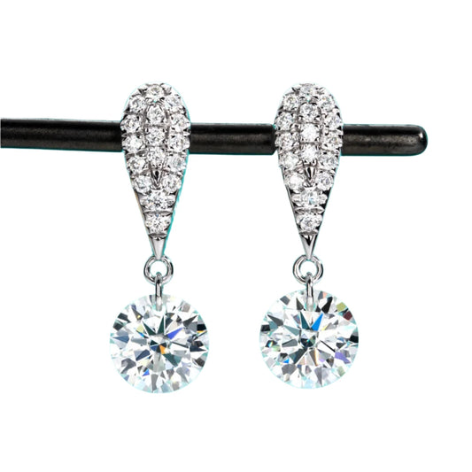 6.0ct Moissanite Drop Earrings 18K Gold Plated Silver.
