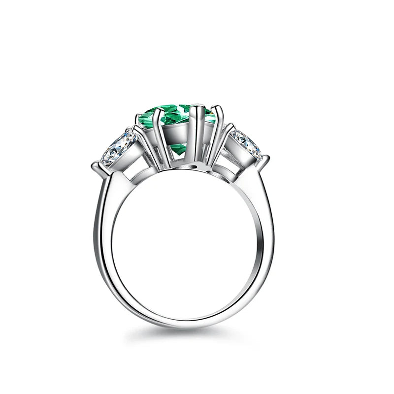 Elegant Green Moissanite Engagement Rings. 4.0 Carat.