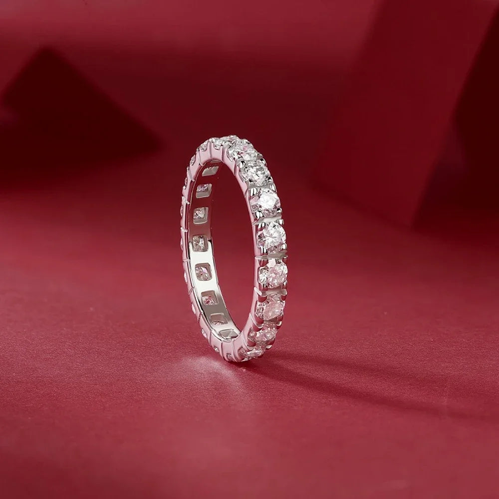 Eternity Moissanite Diamond Rings. 3mm D VVS1 Genuine Moissanites.