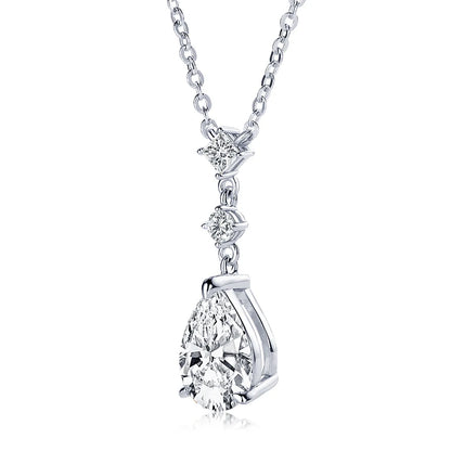 Luxury 2.0ct Moissanite Pear Shape Pendant Necklace.