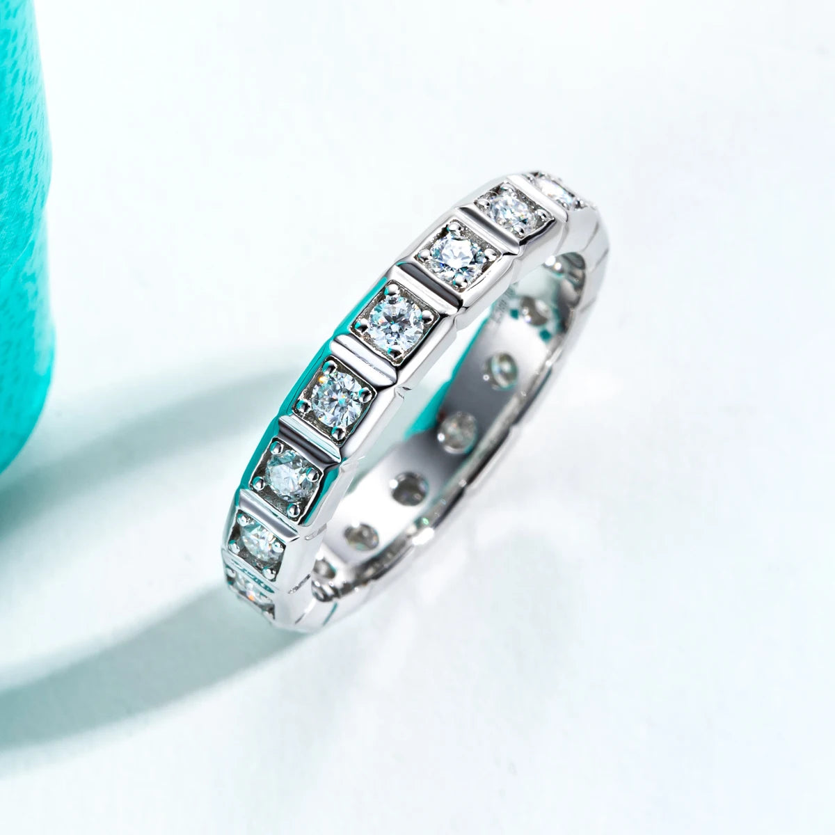 Moissanite Eternity Band Rings. 18K Gold Plated Jewelry.