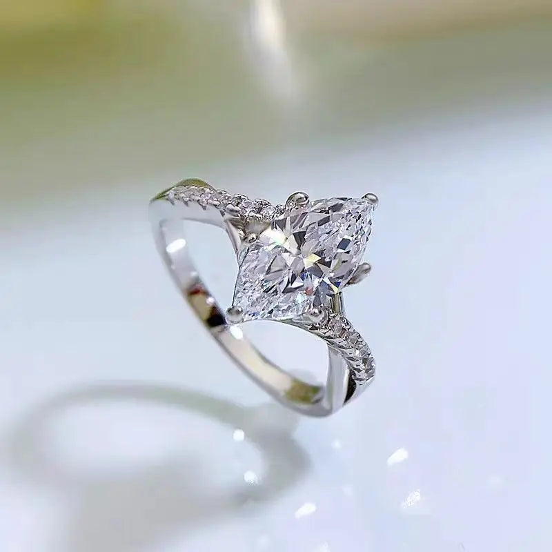 2 Carat Marquise Cut Moissanite Ring Set.
