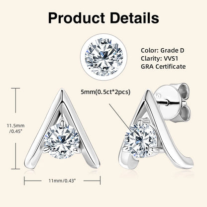 Elegant Moissanite Diamond Stud Earrings 0.50 Carat.